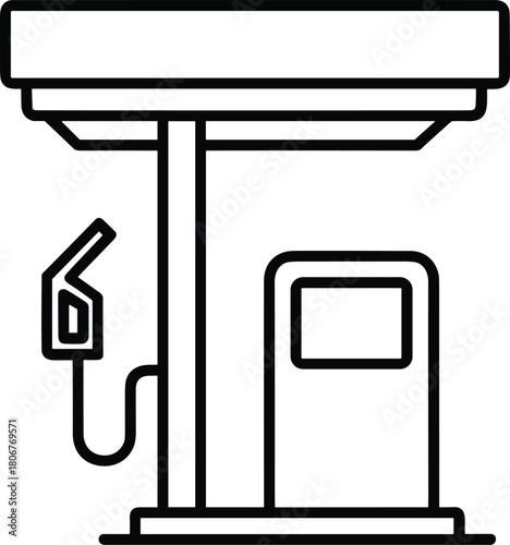 Gas Station Line Icon – Minimal Fuel Pump & Petrol Service Vector