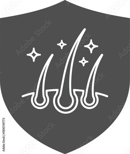 Hair protection shield icon symbol healthcare medical beauty health clean shiny hair care wellness vector