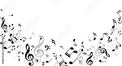 Floating Treble Clef, Bass Clef, and Notes Pattern