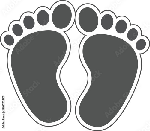 Baby footprints icon cute little feet symbol newborn toddler child first steps minimalist graphic vector