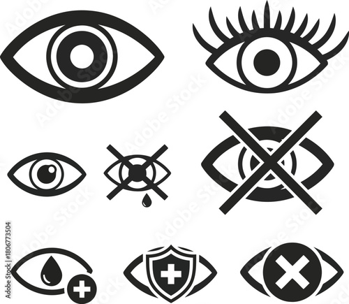 Set of eye icons health vision care medical ophthalmology symbol collection graphic design elements vector