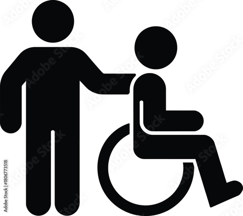 Accessibility support icon for person with disability using a wheelchair