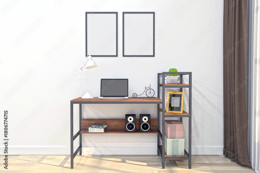 Fototapeta premium Workstation Frame and Screen Mockup