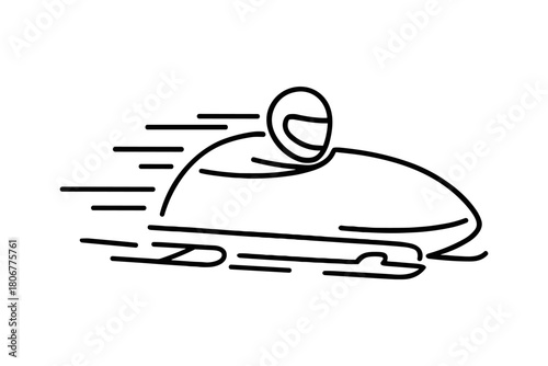 Bobsleigh athlete racing at high speed – winter sliding sport symbol for extreme competition and cold season activities. Vector illustration.