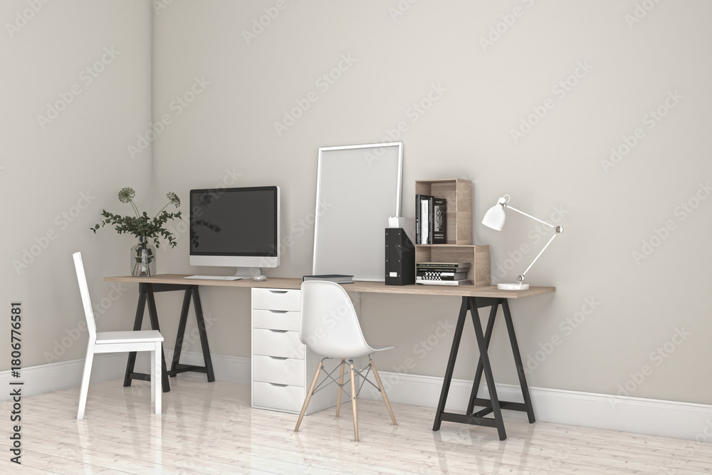 Fototapeta premium Workstation Frame and Screen Mockup