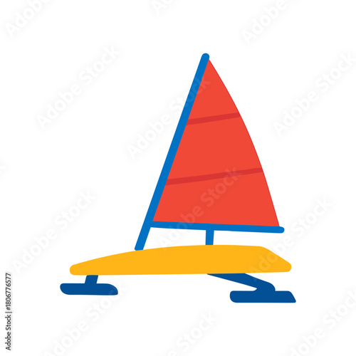 Snowkiting icon – extreme winter sport with skier riding powered by a large kite in snowy terrain. Vector illustration.