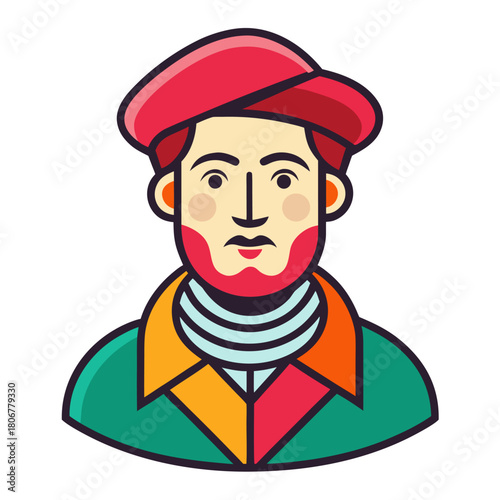 man in red hat