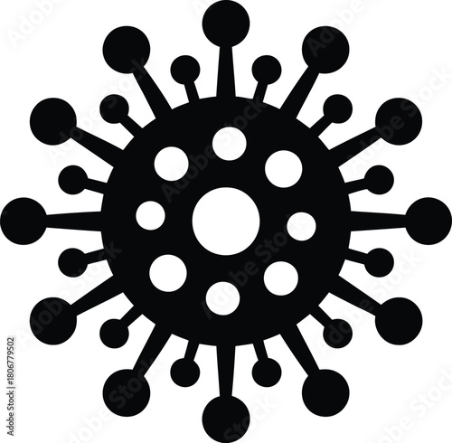 Stylized pathogen icon representing infectious disease, virus, and health crisis