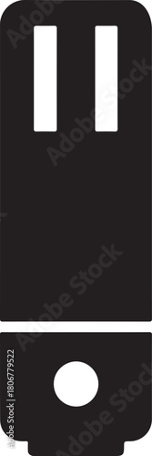 Glucose test strip icon in bold silhouette vector style, ideal for diabetes monitoring graphics.