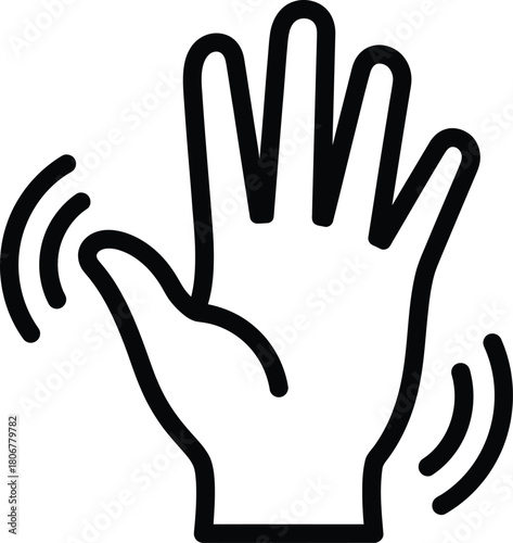 Waving hand gesture icon vector illustration hand wave hello goodbye sign eps silhouette