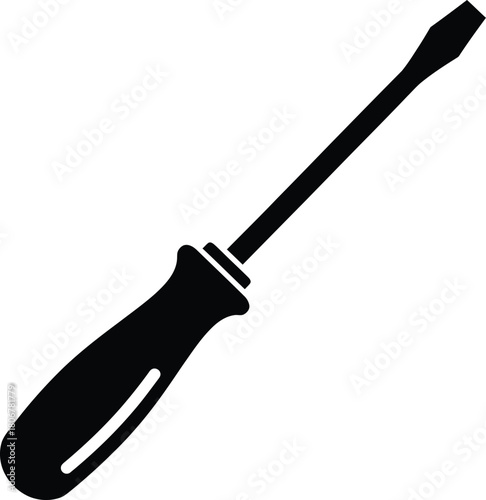 Flat head screwdriver tool for repair and construction vector illustration eps silhouette