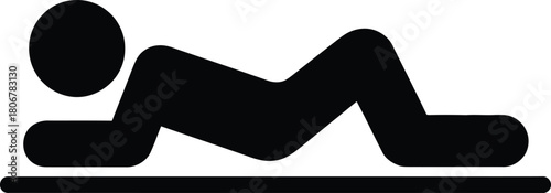 Prone person icon resting on stomach with bent knees on a flat surface