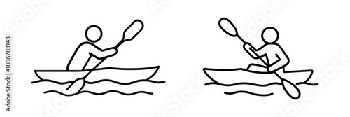 Two kayakers paddling through water, representing outdoor adventure and active lifestyle.