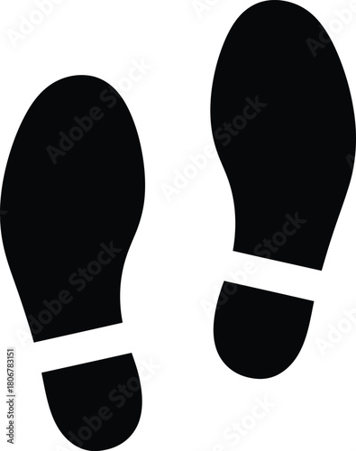 Footprint icon black and white vector illustration shoe print symbol eps silhouette