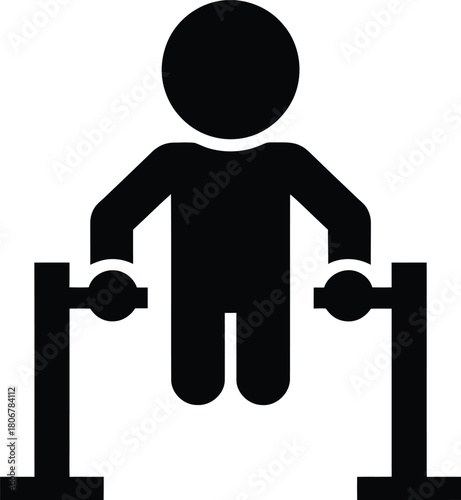 Person performing parallel bar dips exercise icon for fitness and strength training