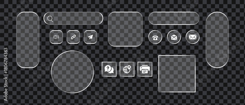 Transparent Glass UI Kit – Editable Illustrator Vector Elements