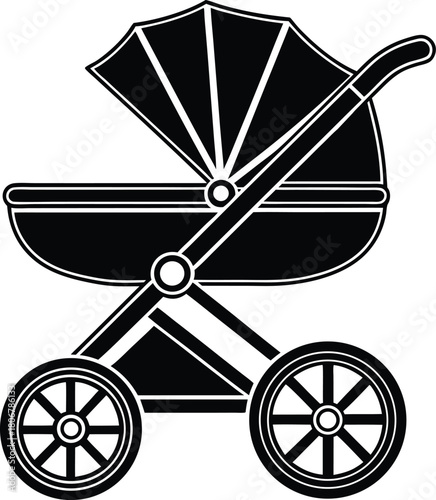 Black and White Baby Carriage