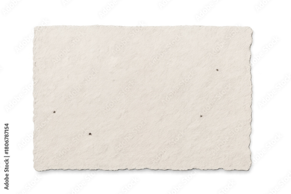 Fototapeta premium Blank handmade paper with deckle edges and texture on transparent background for creative projects