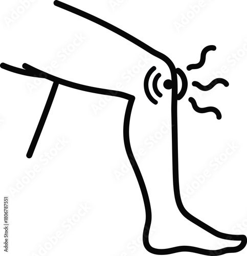 Knee pain illustration showing joint inflammation and medical condition eps silhouette