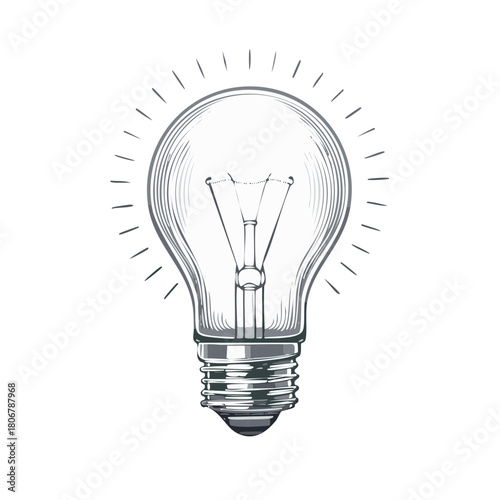 Classic Light Bulb Sketch for Idea Conceptualization and Creativity