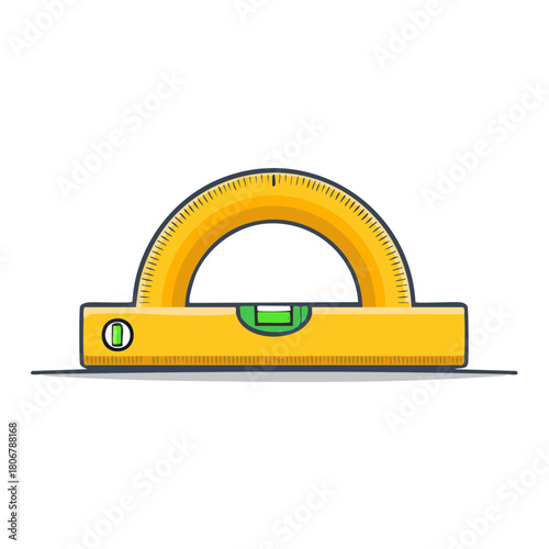 Yellow Protractor with Bubble Level Tool Illustration