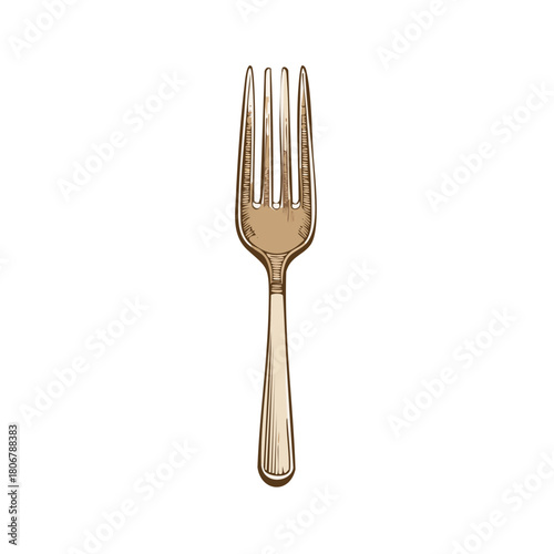 Vintage style fork hand drawn sketch kitchen utensil design illustration