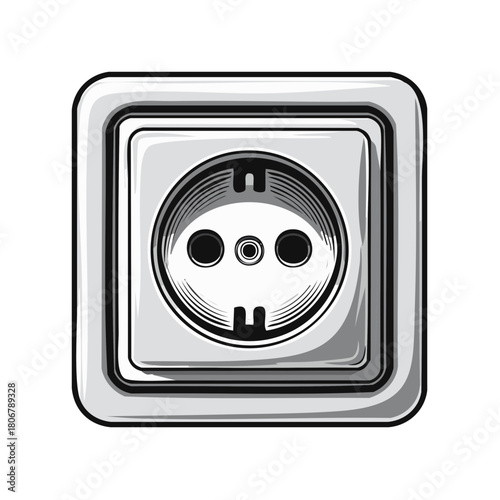 Power socket illustration, wall plug, electrical outlet, power receptacle, energy connection