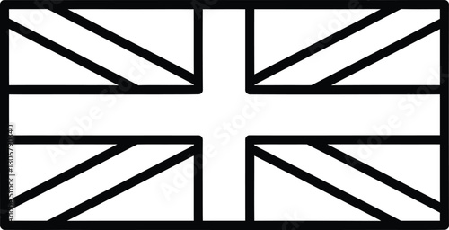 United kingdom flag outline vector icon british flag symbol illustration eps silhouette
