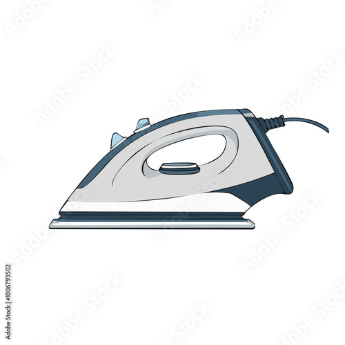 Modern Electric Clothes Iron with Cord and Handle