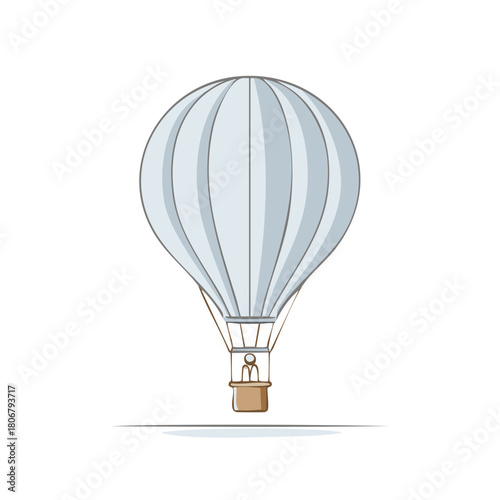 Elegant Air Balloon Illustration, Single Person, Air Travel Concept