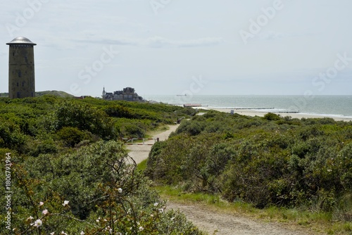 View from the dunes onto the beach at Domburg, Netherlands