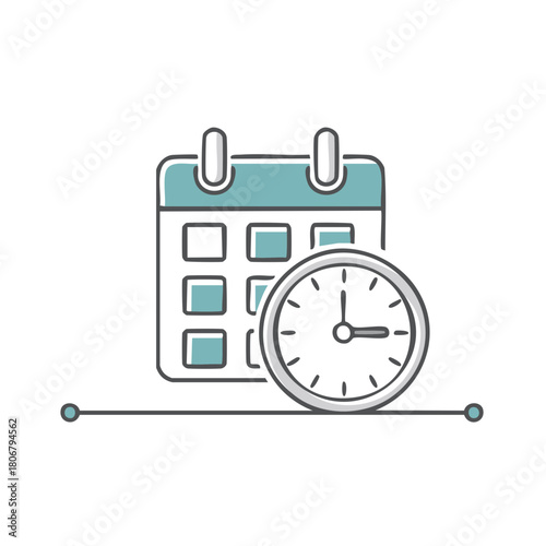 Calendar and clock icons representing time management and scheduling concepts