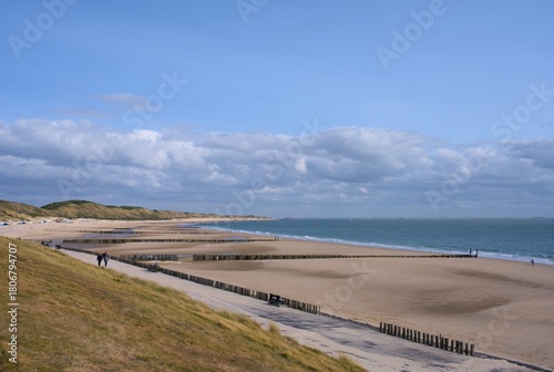 Beach panorama in Zoutelande, Zeeland, Netherlands