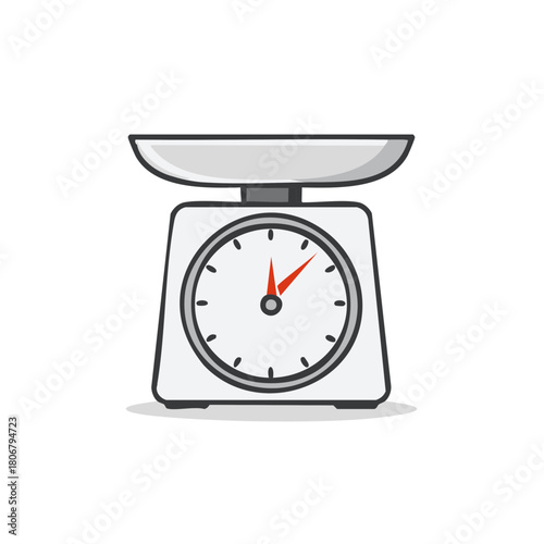 Analog kitchen food scale with a dial for measuring ingredients vector illustration