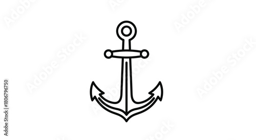 Simple black and white line drawing of a traditional anchor with two flukes.