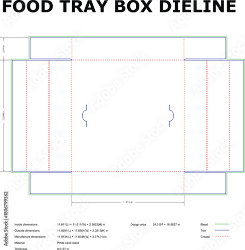 Food Tray Box Dieline – Die Cut Packaging Template
