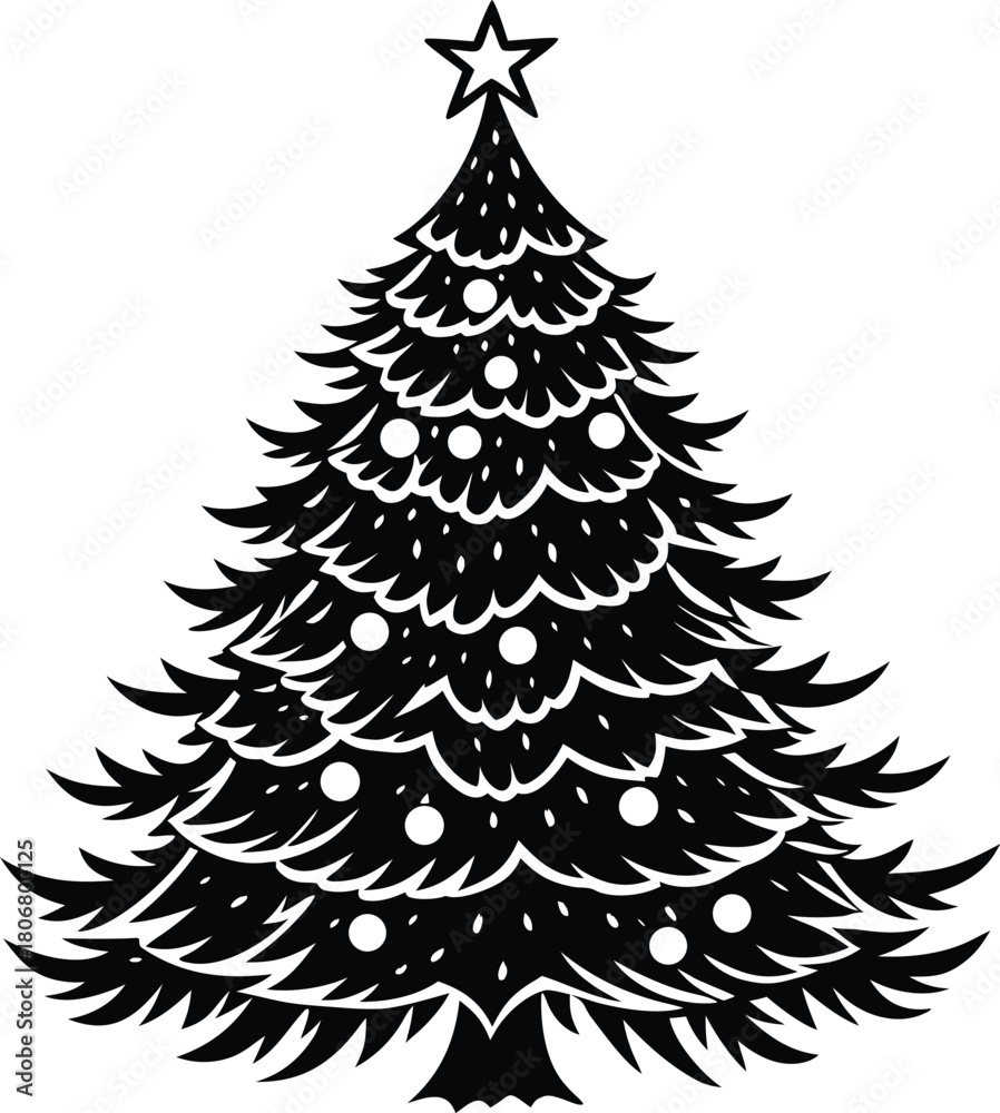 Obraz premium Christmas tree silhouette