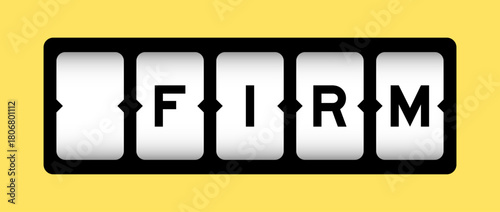 Black color in word firm on slot banner with yellow color background