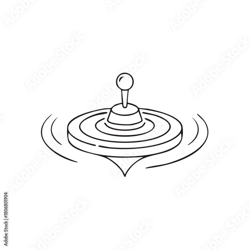 Hand Drawn Spinning Top Toy Spinning with Motion Lines Illustration