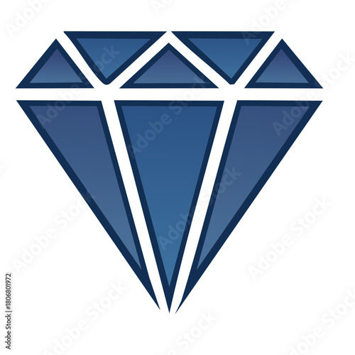 Modern Abstract Blue Diamond Gemstone Icon Symbol