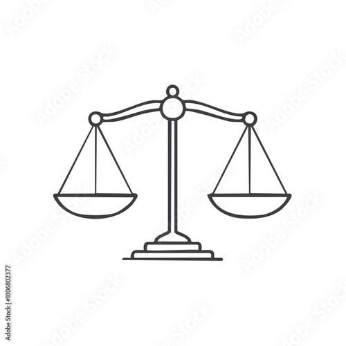 Vector illustration of a simple line art scales of justice symbol.
