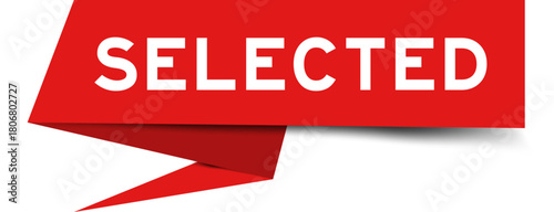 Red color speech banner with word selected on white background