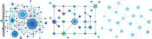 Abstract Tech Neural Network Nodes Digital Grid Vector Illustration