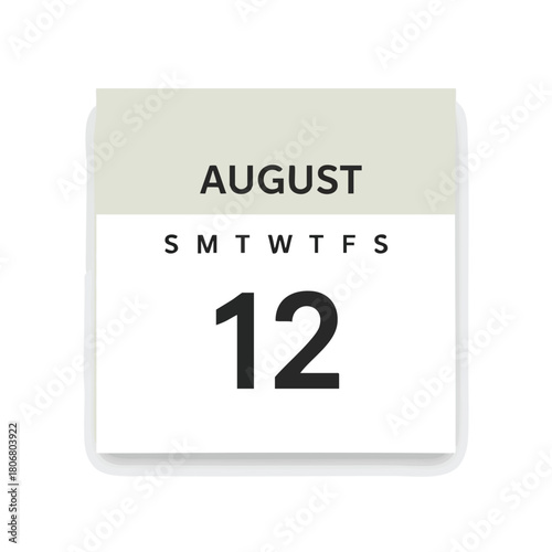 August twelfth reminder illustration representing a significant date or schedule plan calendar appointment and event management process concept