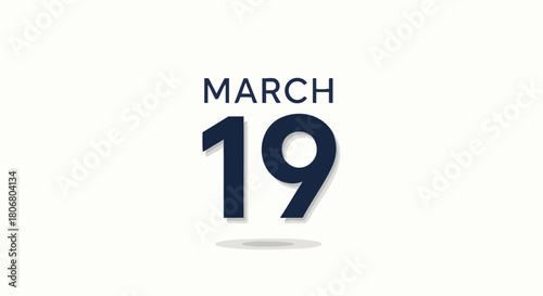 Elegant March 19th Date Illustration against a Light Background for Creative Projects and Visual Designs