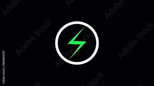 Fast battery charging animation with power icon on a transparent  background fast charging animation with alpha channel