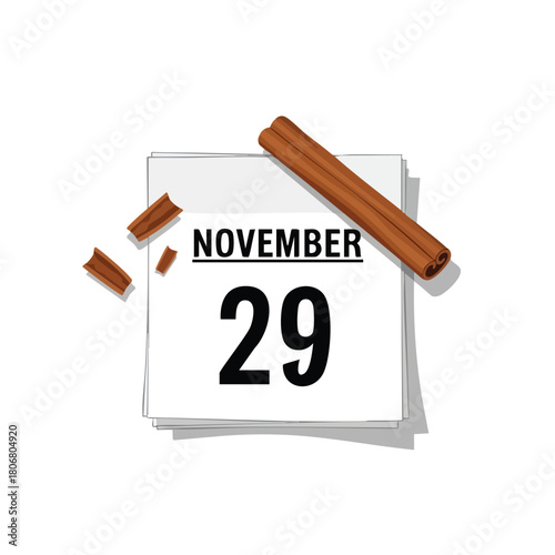 November 29th themed calendar illustration with cinnamon sticks, celebrating seasonal moments and flavorful design elements
