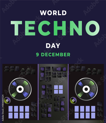 World techno day flyer illustration