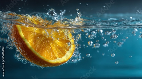 Orange slice splash water
