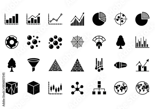 Vector collection of solid black icons for data analysis, business intelligence, and financial reporting min (8)